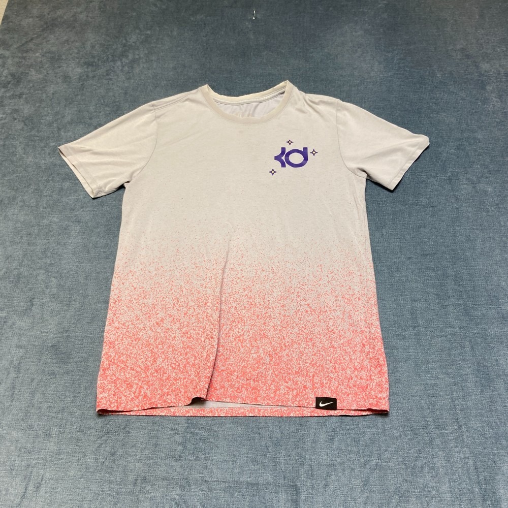 Nike Dri-Fit Kevin Durant T-Shirt Mens Medium Wolf Gray Pink Swoosh Athletic Cut